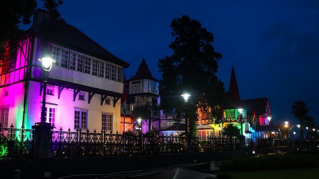 Shimla - Lok Bhawan illuminated in tricolour on the eve of the 80th Independence Day celebrations on Friday, August 14, 2026.jpg