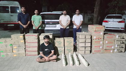 Gandhinagar LCB Seizes Liquor Worth ₹4.40 Lakh From SUV, One Arrested