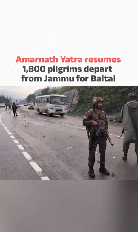Amarnath Yatra resumes, 1,800 pilgrims depart from Jammu for Baltal