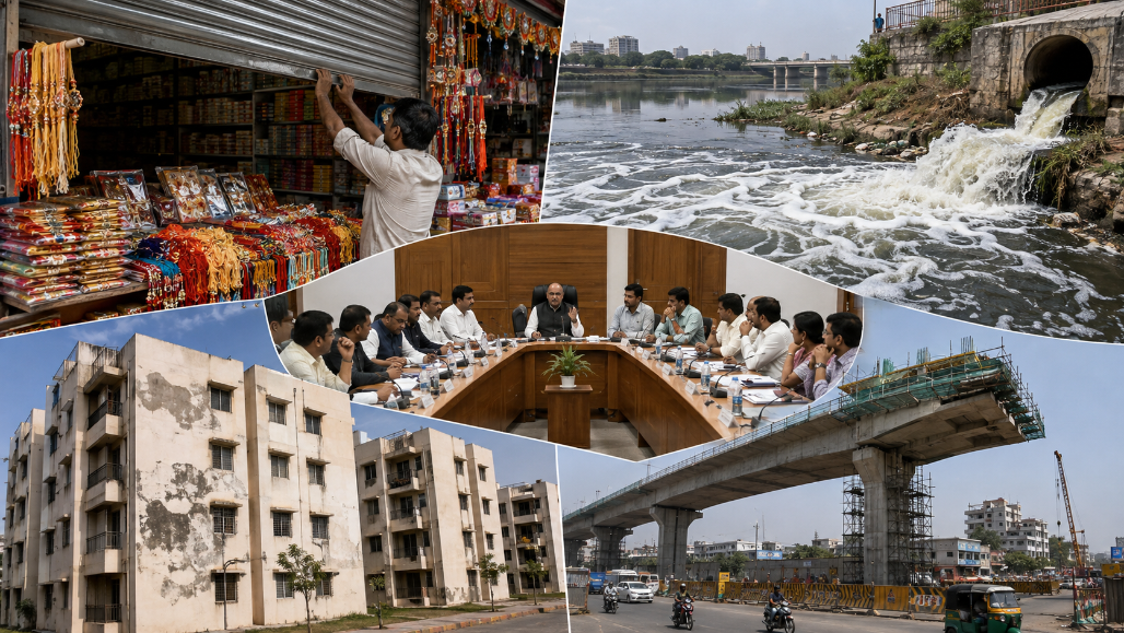 Ahmedabad to Reopen Sealed Shops for Seasonal Trade; AMC Probes Sabarmati River Pollution After Standing Committee Questions