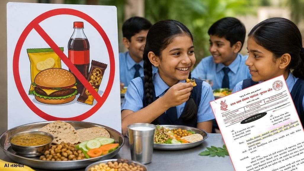 શાળાઓ અને 100 મીટર પરિસરમાં Junk Food પર પ્રતિબંધ મૂકવા શિક્ષણમંત્રીને રજૂઆત.