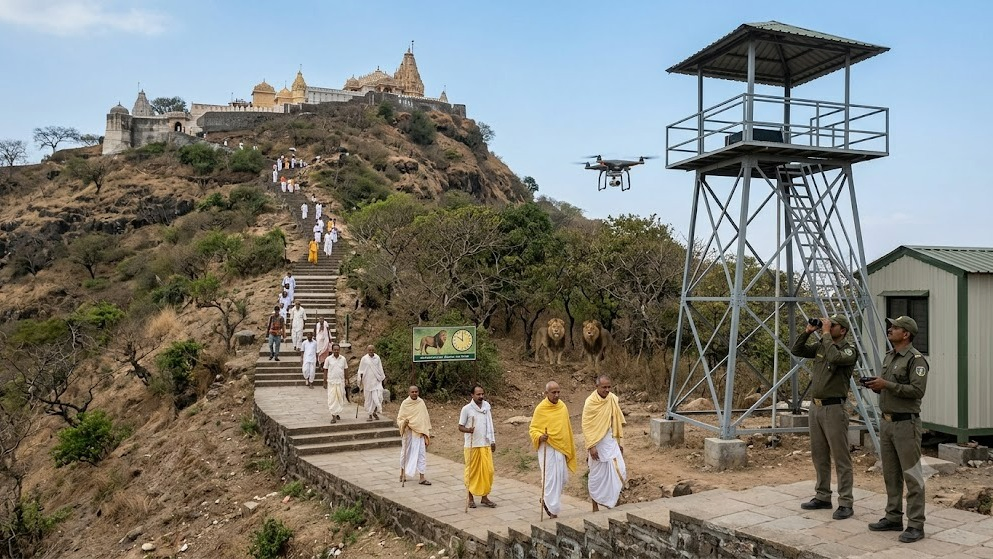 Drones, Watchtowers To Safeguard Jain Pilgrims From Asiatic Lions At Shatrunjay Hill