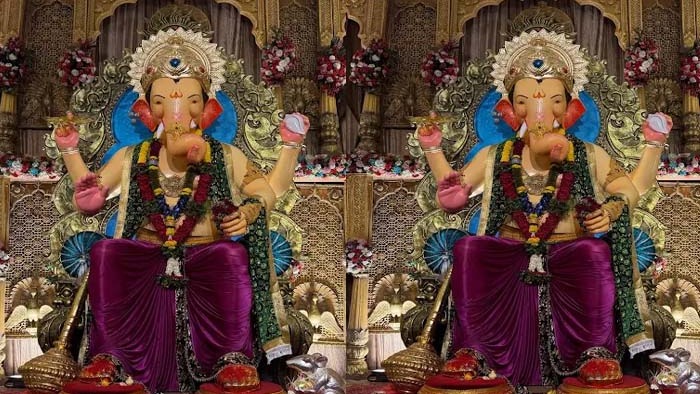 સુરતના કૈલાસનગર ગણેશ મંડપમાં લાલબાગના રાજાની આબેહૂબ પ્રતિમા