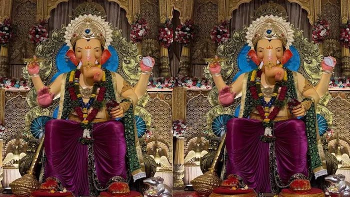 સુરતના કૈલાસનગર ગણેશ મંડપમાં લાલબાગના રાજાની આબેહૂબ પ્રતિમા