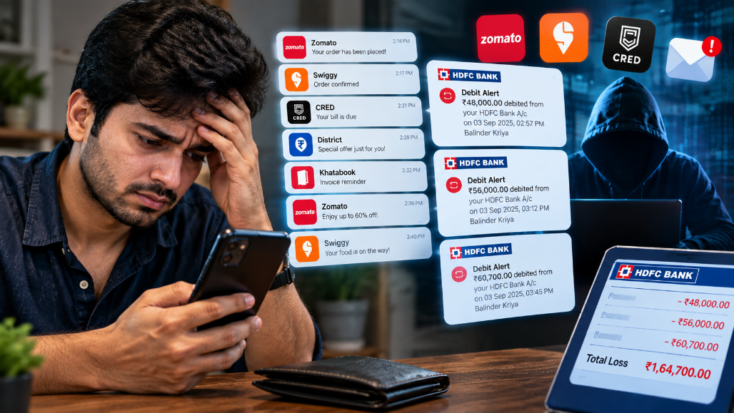 Ahmedabad Businessman Loses ₹1.64 Lakh After Fake Zomato, Swiggy, CRED Messages Flood Phone