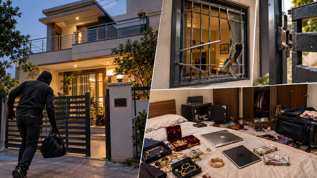 Motera NRI Bungalow Burgled After Thieves Cut Window Bars; Valuables Worth ₹5.64 Lakh Stolen