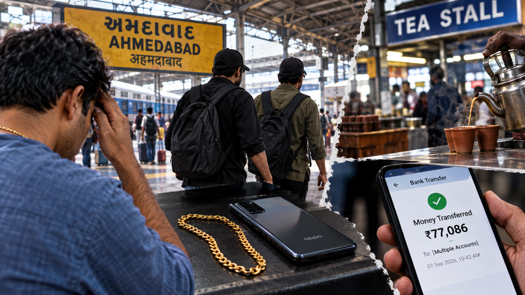 Contractor Loses Gold Chain and ₹77,000 After Consuming Spiked Tea at Ahmedabad Railway Station