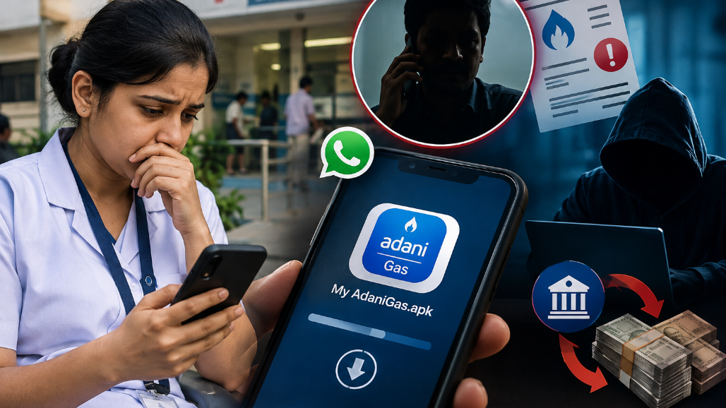 Ahmedabad Nurse Loses ₹1.32 Lakh After Downloading Fake Gas Bill APK on WhatsApp