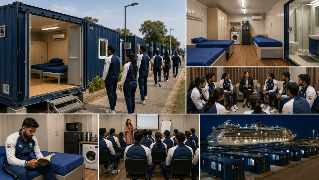 Indian Athletes Sleep In Replica Container Homes Ahead Of Aichi-Nagoya Asian Games