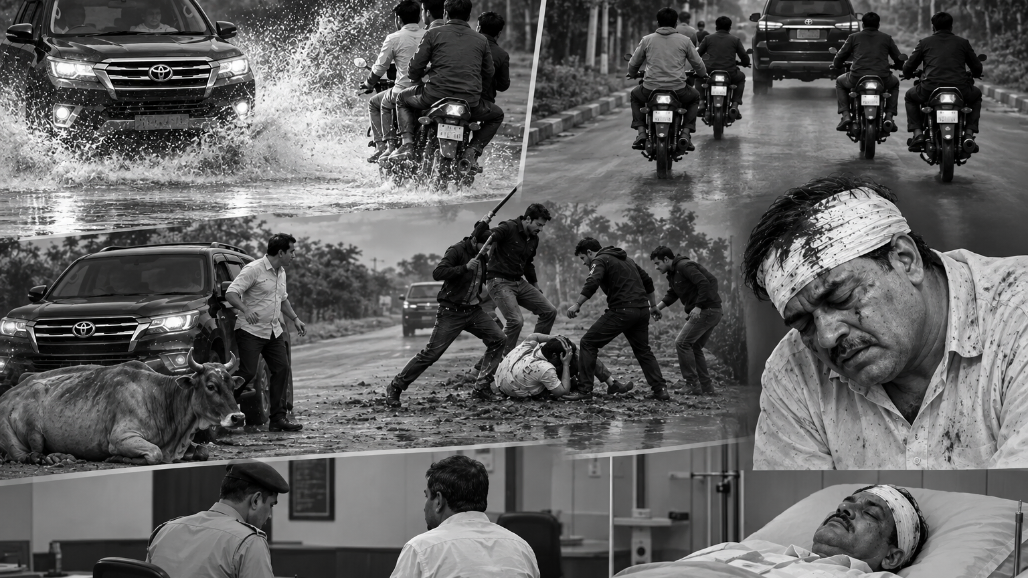Bikers Chase Fortuner and Attack Trader After Water Splashes on Them in Ahmedabad