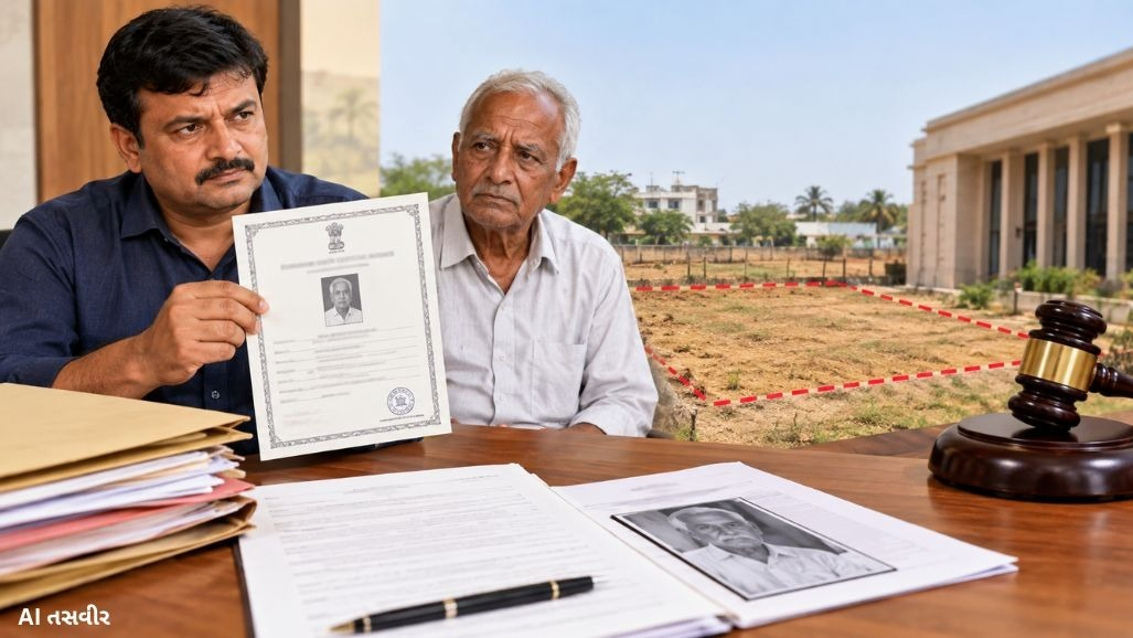 જીવીત પિતાને કાગળ પર મારી નાખ્યા, અમદાવાદના બોપલમાં જમીન પચાવી પાડવા પુત્રએ કર્યો ખેલ