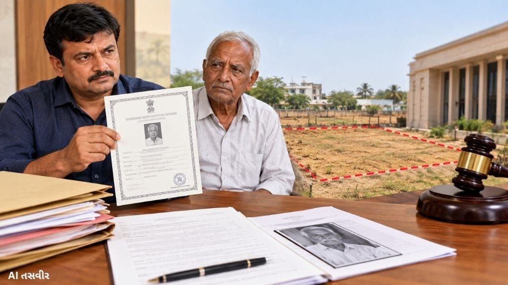 જમીન પચાવવા પુત્રએ પિતાને કાગળ પર મારી નાખ્યા