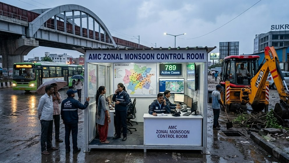 Ahmedabad Monsoon 2026: AMC Activates 24-Hour Control Rooms, Releases Zone-Wise Helpline Numbers