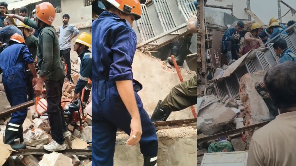Three Rescued After Building Collapses Near Khadia Crossroads In Ahmedabad; Search On For One