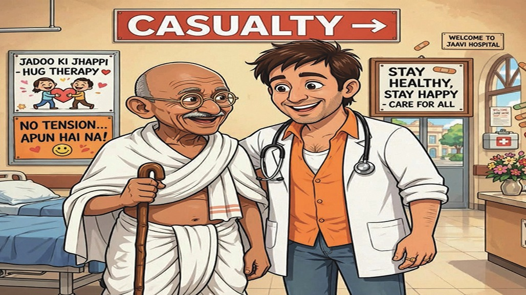 જેલ કા ખેલ મહાત્મા-મુન્નાભાઈ કા મેલ