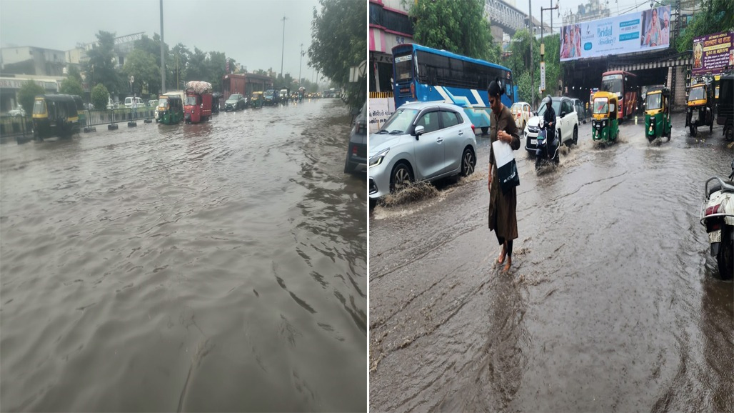 સુરતમાં સવારથી અવિરત વરસાદને પગલે જનજીવન પ્રભાવિત : શહેરમાં મેઘરાજાની ધમાકેદાર એન્ટ્રી, કેટલાક રસ્તાઓ પર પાણી ભરાતા ટ્રાફિક જામ