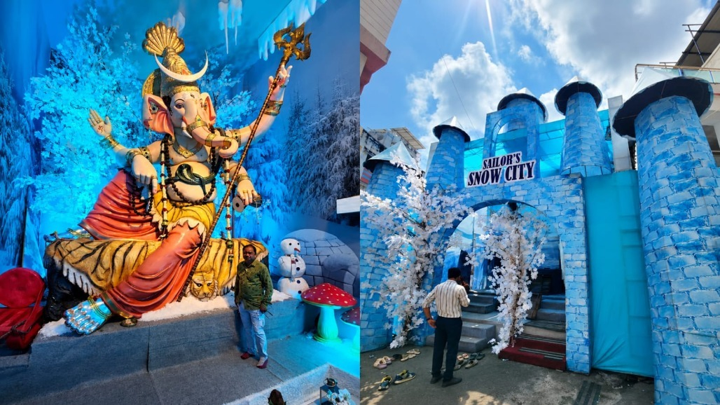 'Switzerland in Surat': Ganesh Pandal Brings 'Snow City' Experience with Igloo, Penguins, and Artificial Snow
