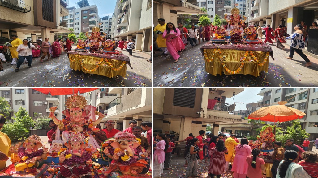 ગણેશજીની વિસર્જન યાત્રામાં ભક્તિ સાથે ગરબાનો રંગ : સુરતની રહેણાંક સોસાયટીઓ સંસ્કૃતિના રંગે રંગાઈ