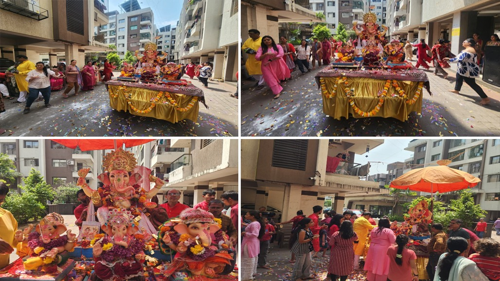 ગણેશજીની વિસર્જન યાત્રામાં ભક્તિ સાથે ગરબાનો રંગ : સુરતની રહેણાંક સોસાયટીઓ સંસ્કૃતિના રંગે રંગાઈ