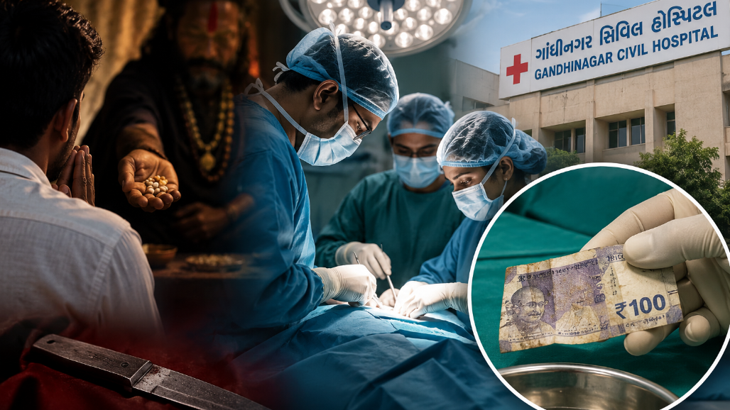Superstition Turns Dangerous: Gandhinagar Man Swallows ₹100 Note, Injures Himself To Retrieve It