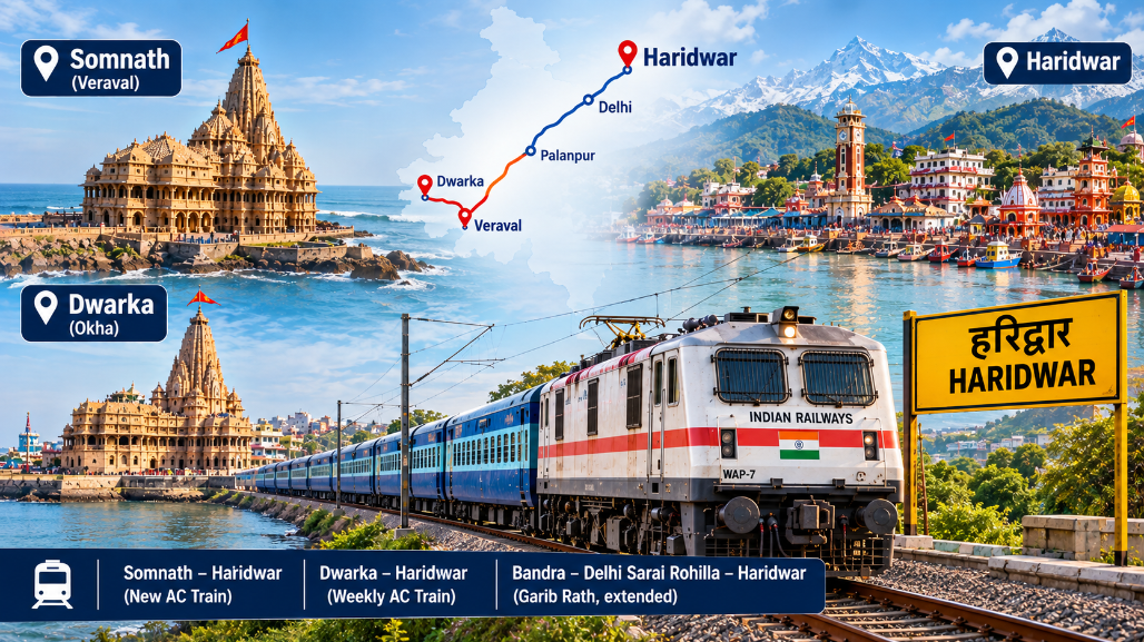 New AC Trains To Link Somnath, Dwarka With Haridwar; Garib Rath Via Ahmedabad Extended