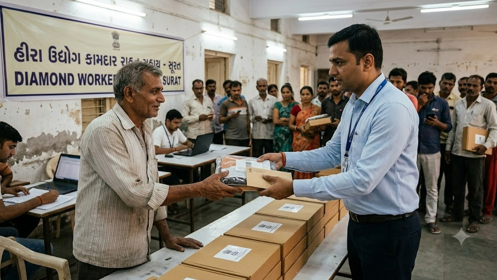 Relief Package Reaches Over 47,000 Diamond Workers Hit by Global Crisis in Surat