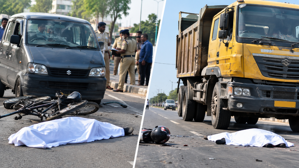 Two Killed In Separate Road Accidents In Ahmedabad; Dumper, Eeco Drivers Absconding
