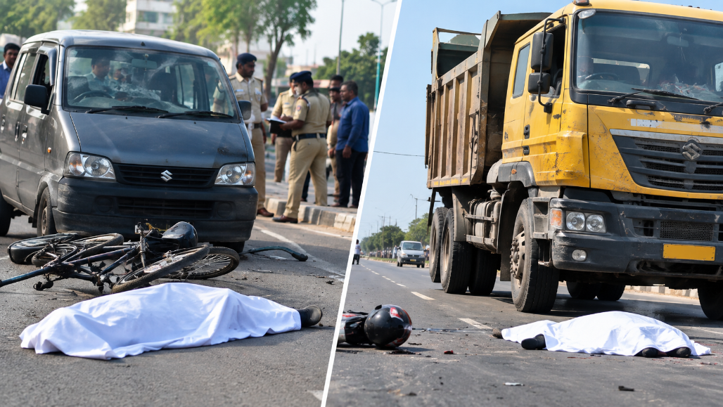 Two Killed In Separate Road Accidents In Ahmedabad; Dumper, Eeco Drivers Absconding