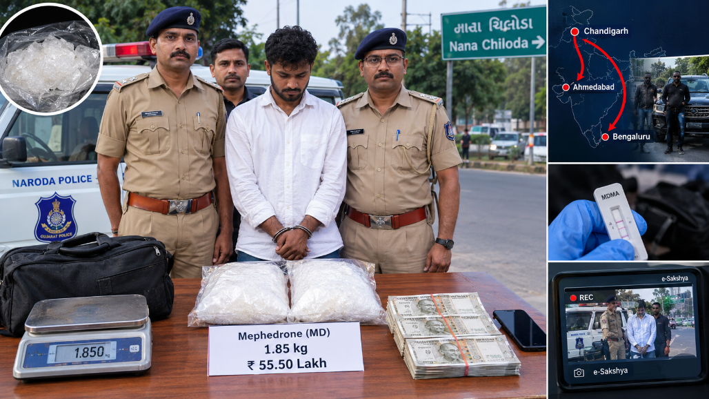 Bengaluru Man Held With 1.85 Kg MD Worth ₹55.50 Lakh Near Nana Chiloda
