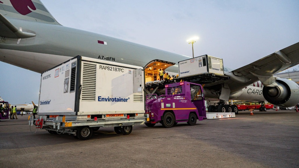 India’s First Pharma Charter Flight Sets Off from Ahmedabad Airport to Brazil with Active Temperature-Controlled Containers
