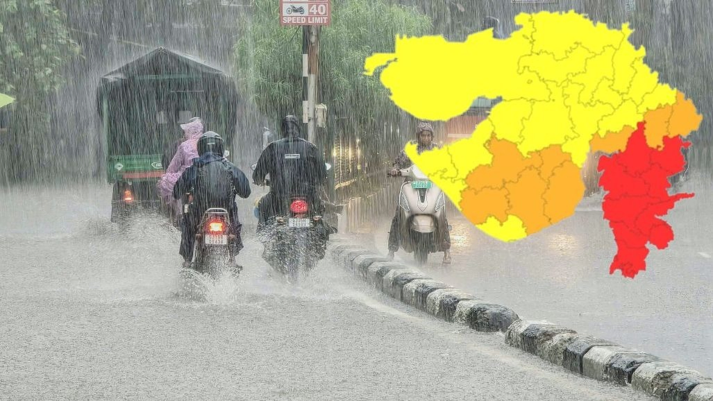 ગુજરાતમાં 10 જિલ્લામાં અતિ ભારે વરસાદનું રેડ ઍલર્ટ, 8 જિલ્લામાં હવામાન વિભાગનું ઓરેન્જ ઍલર્ટ