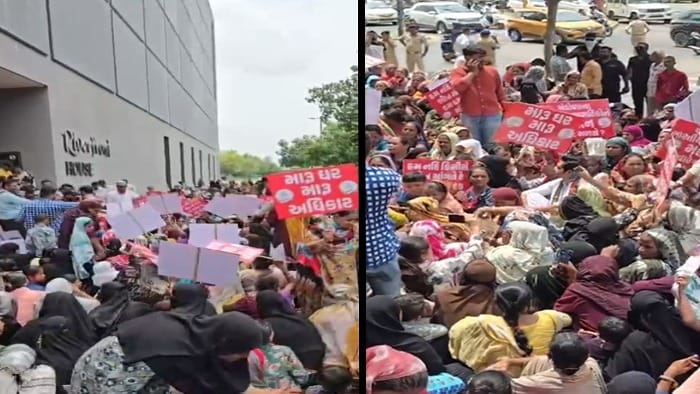 અમદાવાદના ચંડોળા તળાવમાં મકાનો દૂર કરાયા બાદ આવાસ ના ફાળવાતા આક્રોશ