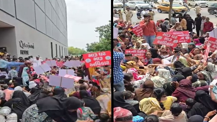 અમદાવાદના ચંડોળા તળાવમાં મકાનો દૂર કરાયા બાદ આવાસ ના ફાળવાતા આક્રોશ, રિવરફ્રન્ટ ખાતે લોકોના ધરણાં