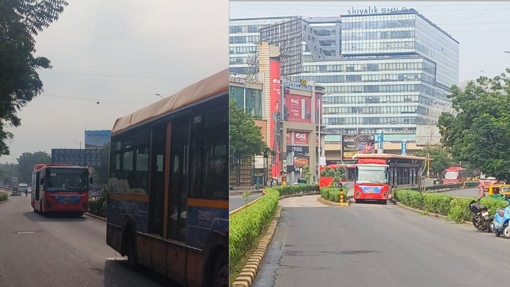 અમદાવાદના ઇસ્કોન ક્રોસ રોડ પર AMTS-BRTS બસ ડ્રાઇવરો વચ્ચે માથાકૂટ