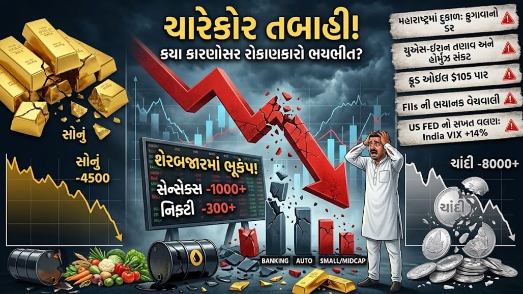 બ્લેક મંડે: સેન્સેક્સ, નિફ્ટી, સોના-ચાંદીમાં ભયાવહ ઘટાડો