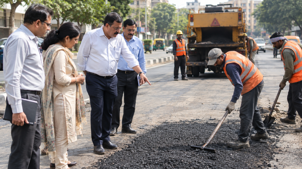 Odhav Road Patch-Work Faces Quality Check After Flaws Found During Mayor’s Inspection