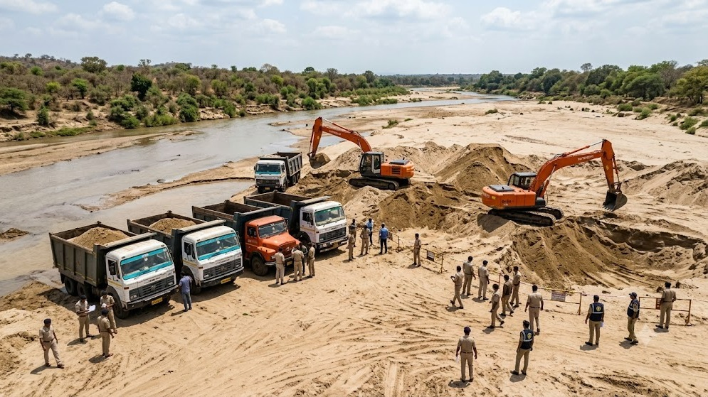 Vadodara Flying Squad Busts ₹3.50 Crore Illegal Sand Mining Racket in Orsang River