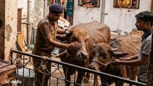 અમદાવાદના નારોલમાં રહેણાંક મકાનમાં ગેરકાયદેસર કતલખાનું ઝડપાયું
