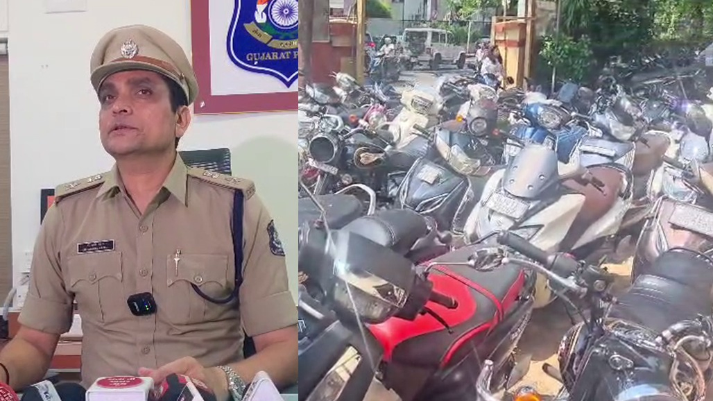 અમદાવાદના સીજી રોડ પર પોલીસનો સપાટો: બે રાતમાં નંબર પ્લેટ વગરના અને મોડિફાઈડ વાહનો સહિત 106 વાહનો ડિટેઇન