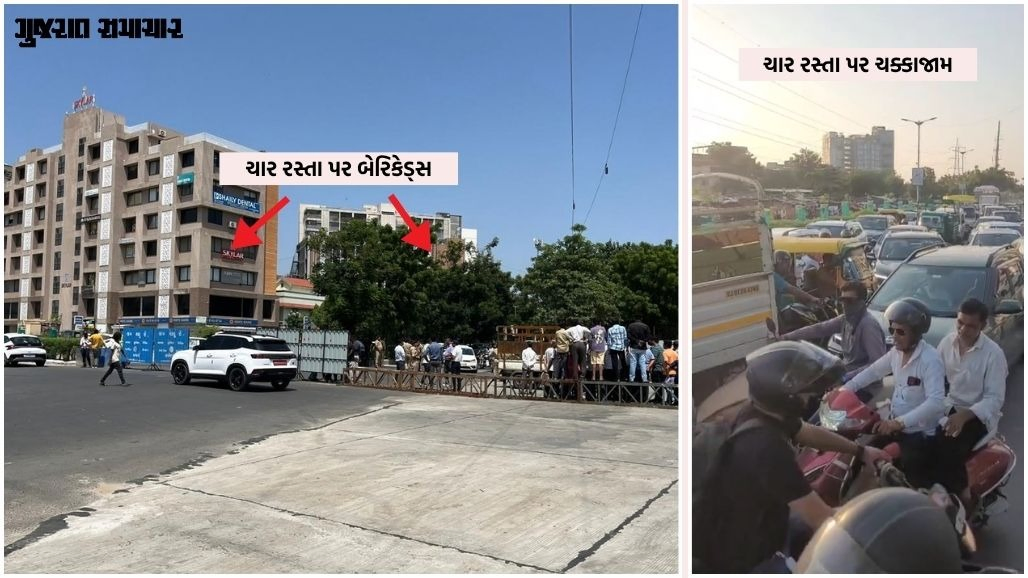 VIDEO: મકરબા બ્રિજ ચક્કાજામ બાદ તંત્ર સફાળું જાગ્યું, ચાર રસ્તા જ બંધ કરીને ડાયવર્ઝન અપાયું, વાહન ચાલકોને ધરમ ધક્કો