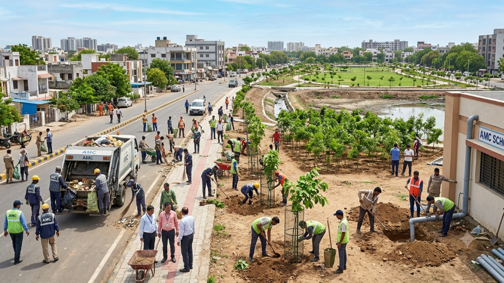 AMC Mandates Monthly First-Sunday Drive for Sanitation, Rainwater Harvesting, and Plantation across city