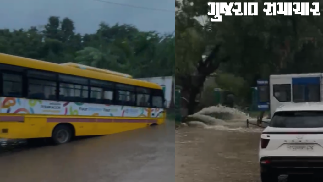 Zebar School Bus Plunges Into Water-Filled Pit on Ahmedabad’s Mammatpura Road