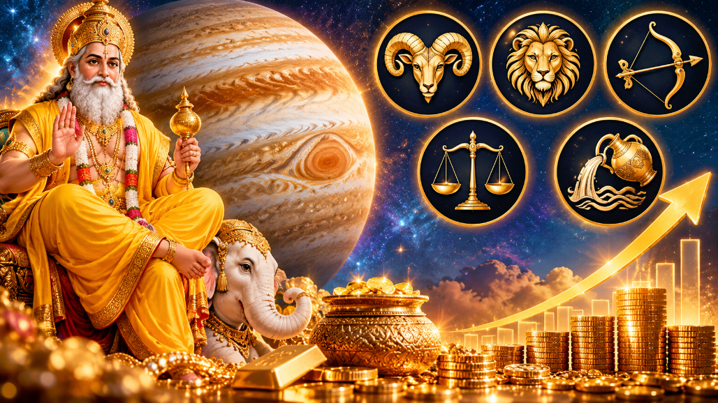 6 દિવસ બાદ ગુરુનુ ગોચર 5 રાશિઓની વધારશે કમાણી, કરિયરમાં પ્રગતિના મળશે અવસર