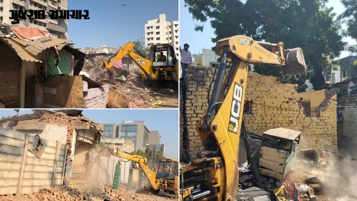 અમદાવાદમાં મેગા ડિમોલિશન, 4 વોર્ડમાં દુકાનો-મકાનો સહિતના ગેરકાયદે દબાણો દૂર કરાયાં