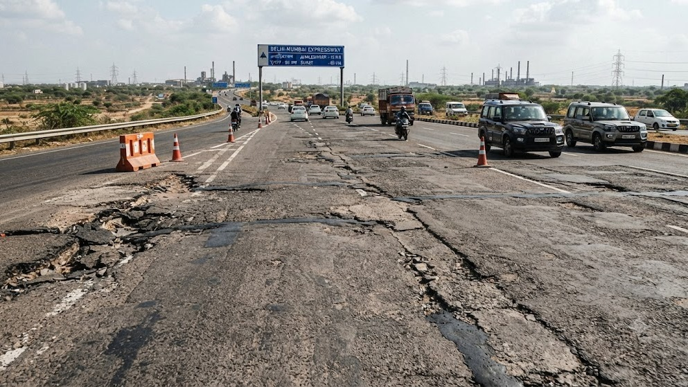 Repeated Cracks, Gaps and Repairs Raise Questions Over Delhi-Mumbai Expressway Quality Near Ankleshwar