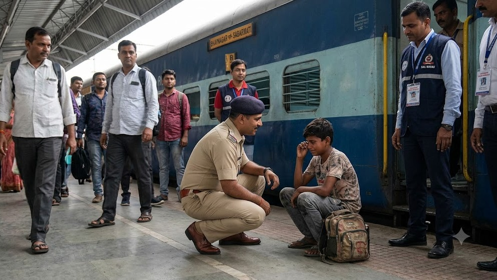 13-Year-Old Boy Found Alone, Crying On Train Rescued By RPF in Ahmedabad