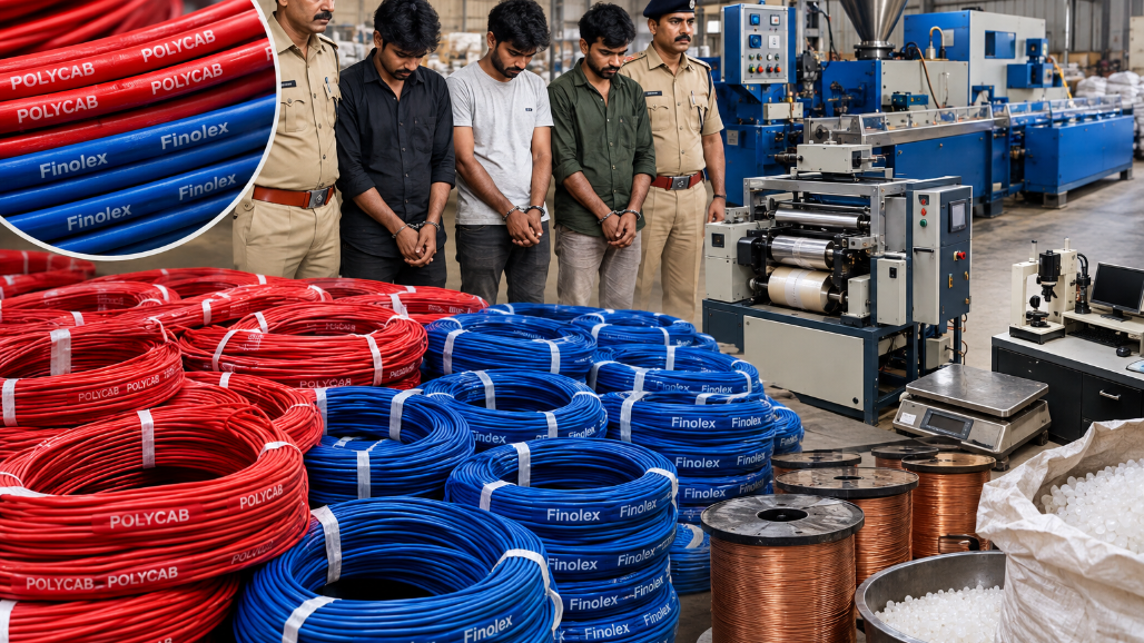 Ahmedabad Police Bust Fake Polycab, Finolex Wire Factory In Odhav; ₹40.62 Lakh Goods Seized, 3 Arrested