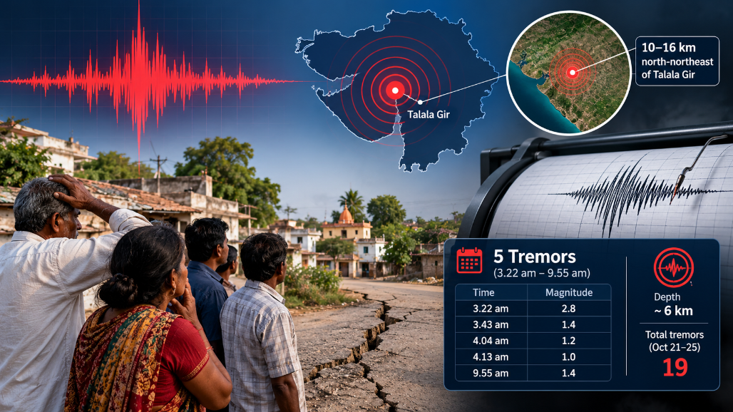 19 Earthquake Tremors In Five Days Trigger Panic In Gujarat’s Talala; Five Recorded In One Morning