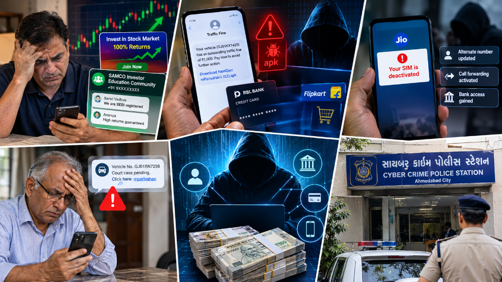 Ahmedabad Cyber Fraud Spree: Four Victims Lose ₹26.30 Lakh In Investment, Traffic Fine And SIM Scams