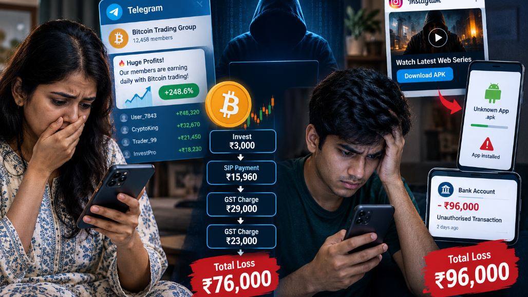 Ahmedabad Cyber Fraud: Woman Loses ₹76,000 In Telegram Bitcoin Scam, Man Loses ₹96,000 To APK Trap